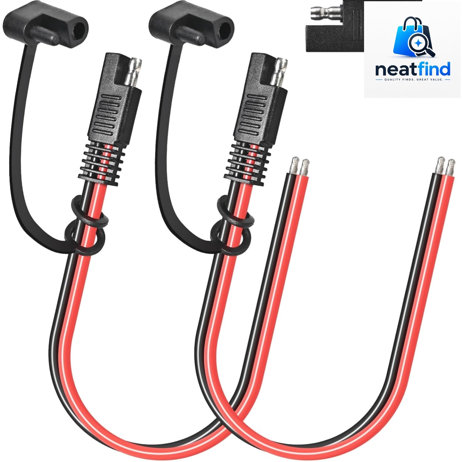 2-Pack 12 Gauge 2 Pin Quick Disconnect Polarized Wire Harness, 1FT | SAE Conn…