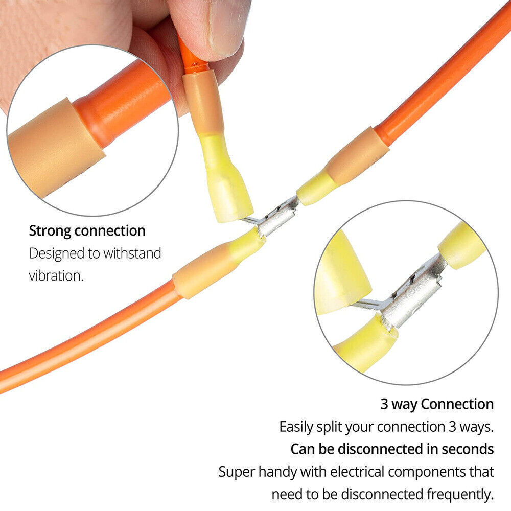 50/140PCS Piggyback Heat Shrink Quick Disconnect Terminal Wire Crimp Connectors