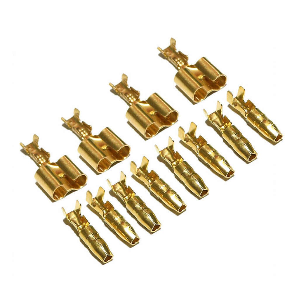 60PCS Male Female Motorcycle Brass Double Bullet Connectors Wire Terminals 4mm