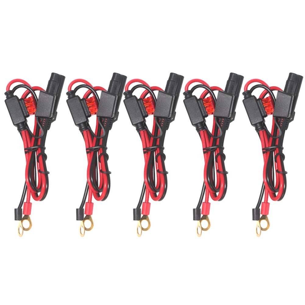 [5 PACK] 2FT Motorcycle Battery Charger Cord, Sae to O 5PACK-2FT