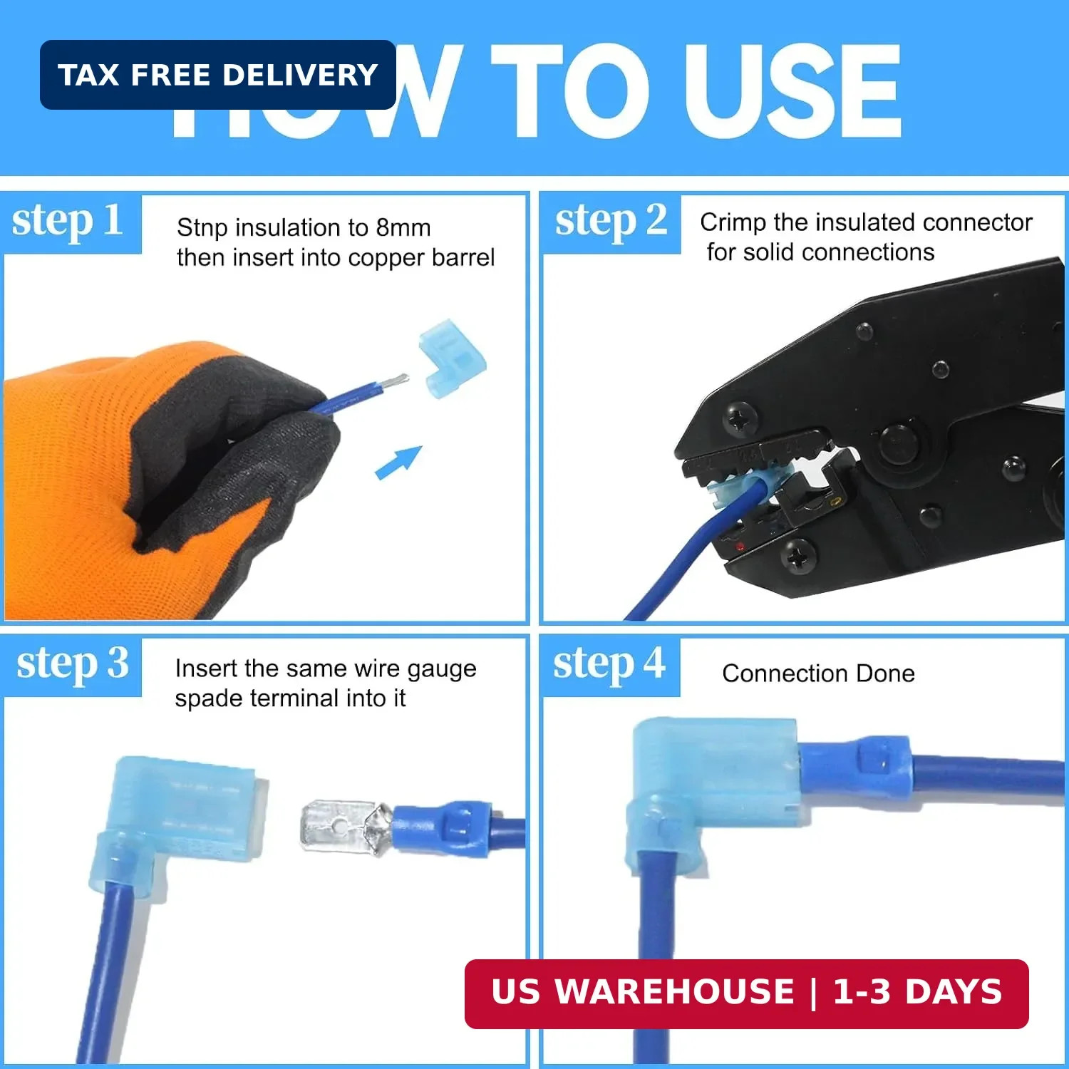 100pcs Nylon Flag Spade Female Insulated Quick Disconnects 22-18/16-14/12-10AWG
