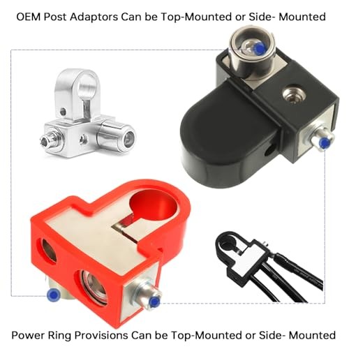 BOJACK BTO Solid Brass Positive Negative Battery Terminals with Adaptor