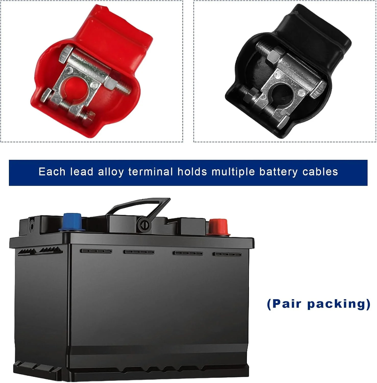 2 PCS Military Spec Battery Terminals, Heavy Duty Zinc Alloy Top Post Battery Te
