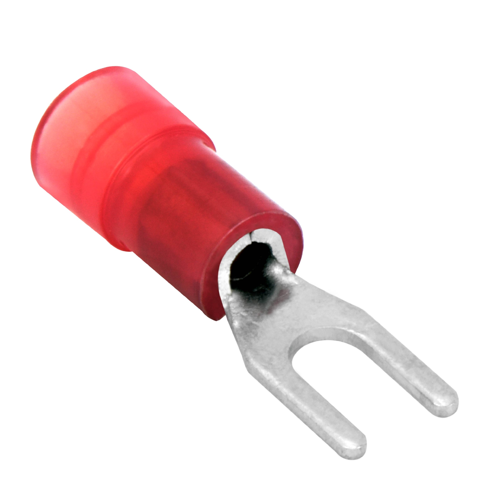 100 Spade Fork Terminal Connector Nylon Red 22-18 GA AWG Gauge #6 Stud Speaker