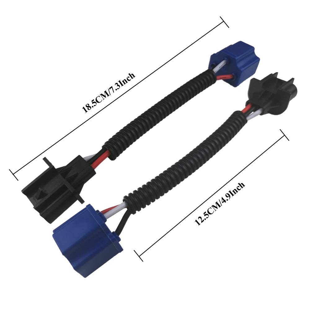2 Pcs H13 9008 to H4 9003 Female Wiring Harness Adapters for Headlights or Fo…