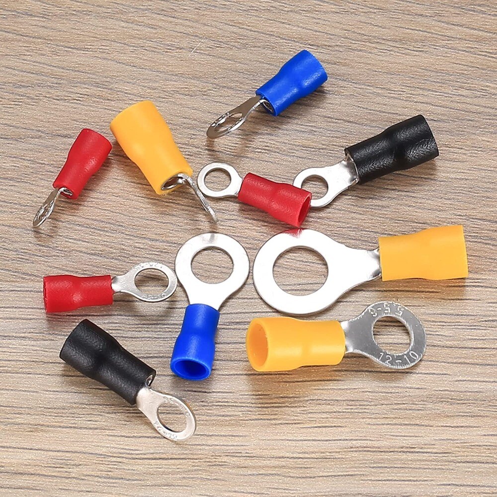 510PCS Insulated Electrical Crimp Terminals Ring Wire Connectors 22-10AWG+Pliers