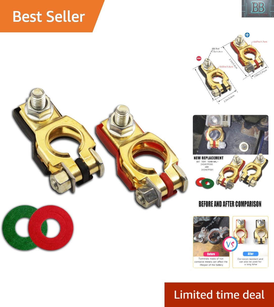 Durable Top Post Battery Connectors – Red & Black, Effortless Installation Guide