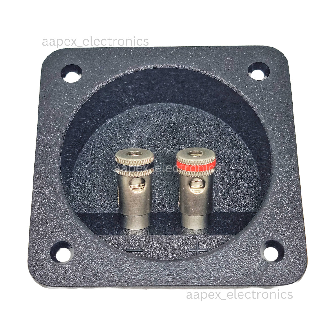 2 Pcs Speaker Box Banana Push Square Terminal Cup w/ Holes 3.125″ x 3.125″