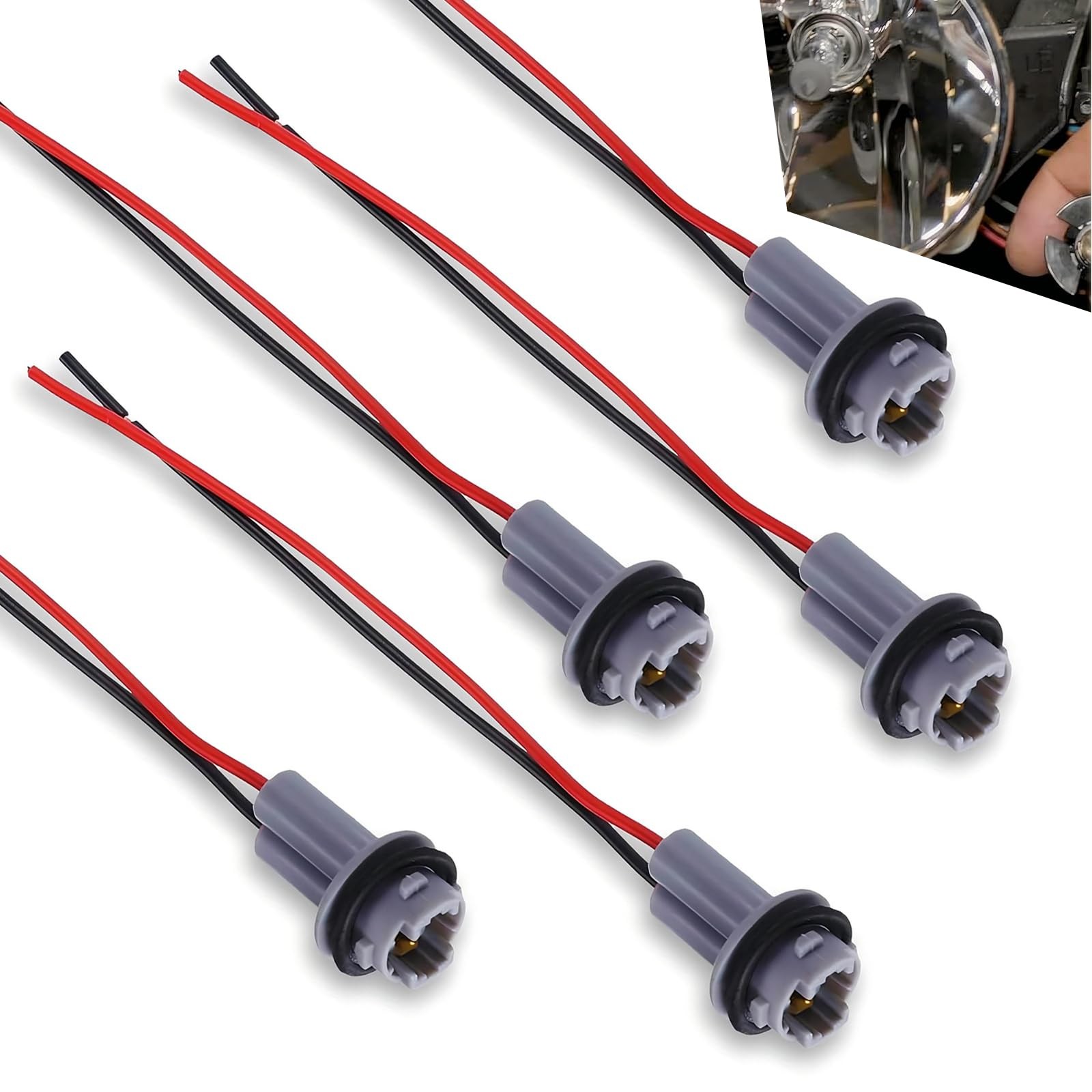 Anyhut 5 PCS T10 Car Turn Signal Wiring Harness, 6.3″ Brake Lights Wiring Har…