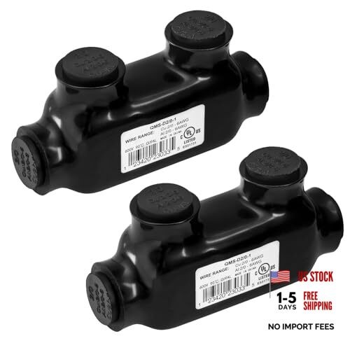 2 Pcs Insulated Multi-Tap Connectors, 2/0-6 AWG, 2 Port, Rated Up to 600V,