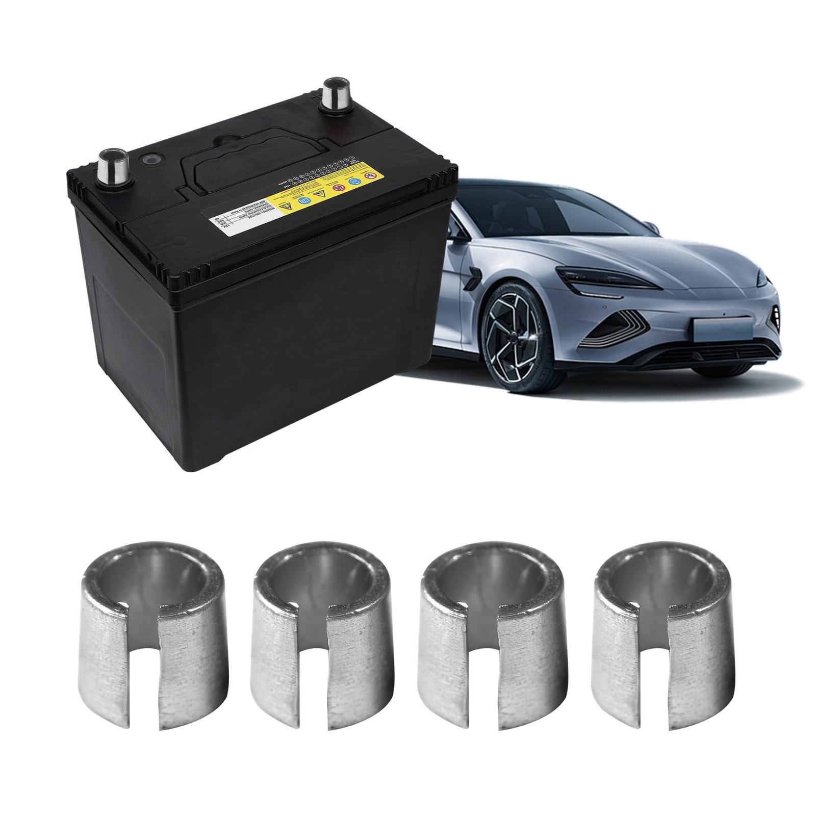 2Pairs Battery Post Shims, Battery Terminal Adapter, Car Battery Negative Bat…