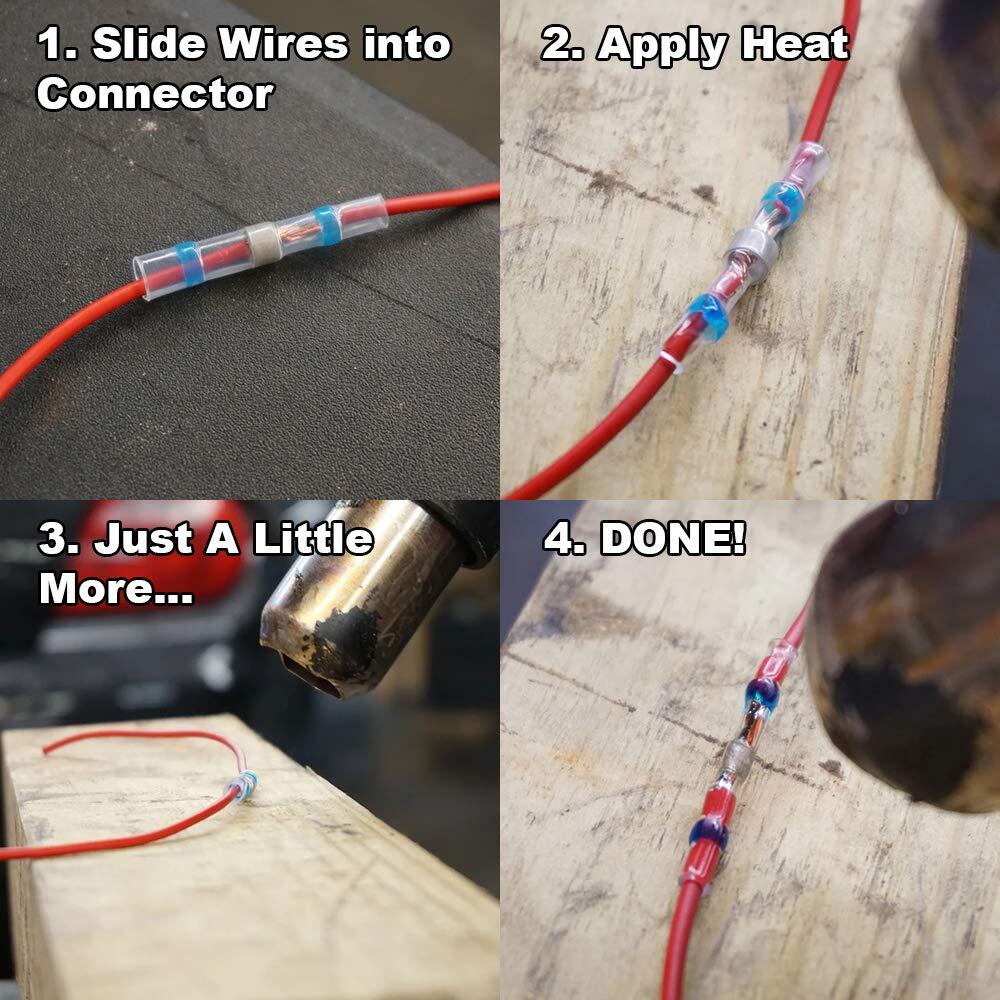 Insulated Solder Heat Shrink Butt Seal Wire Connectors Cable Terminals 7-26AWG