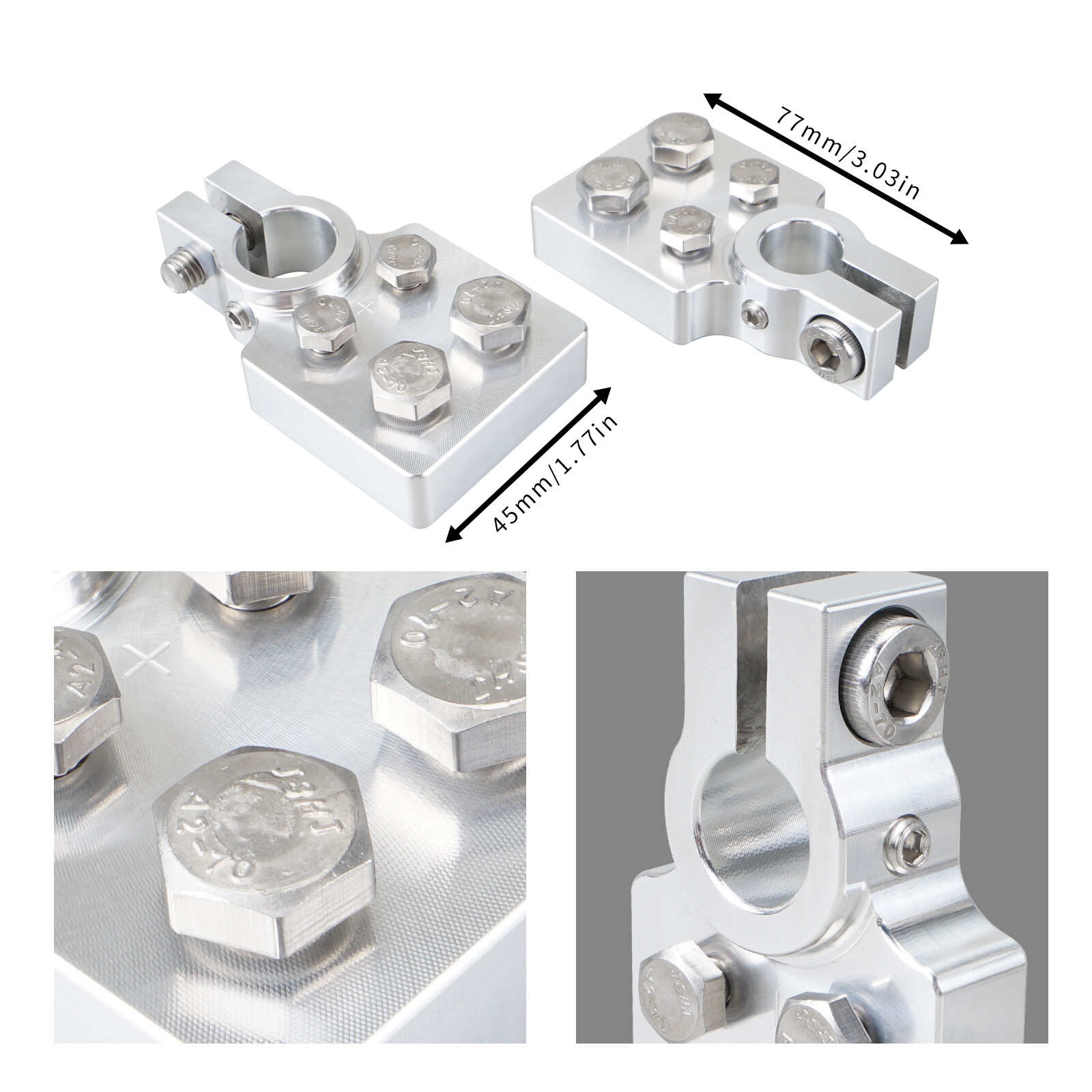 2x Car Audio 4 Spot Flat Multi Connection Battery Terminals For SAE post