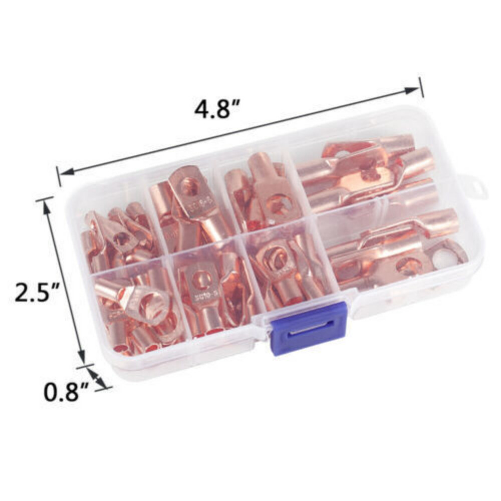 1/280PCS Car Copper Lug Ring Terminals Cable Electrical Wire Crimp Connectors