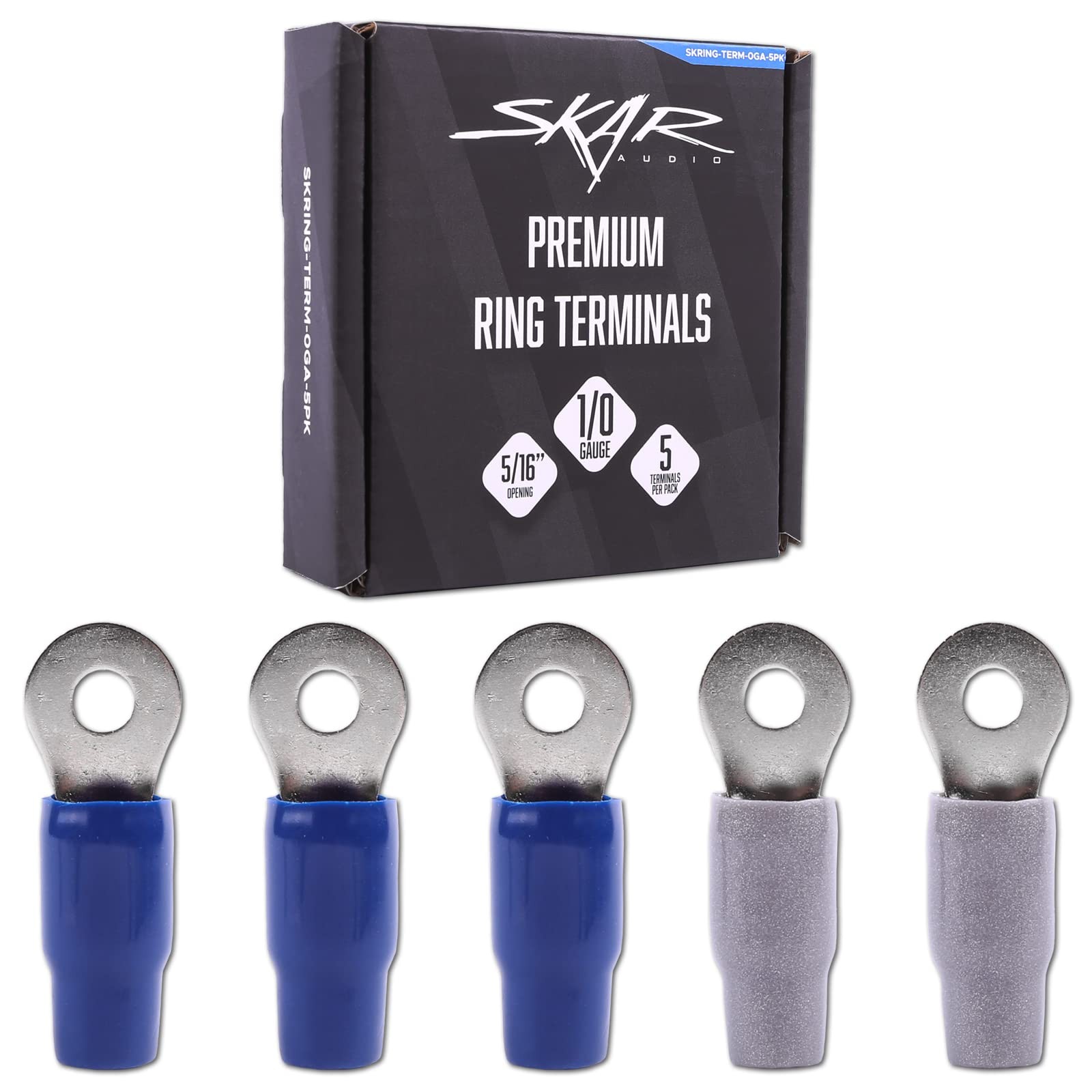 Skar Audio 1/0 Gauge (5/16″) Nickel Plated Premium (5 Pack), Blue