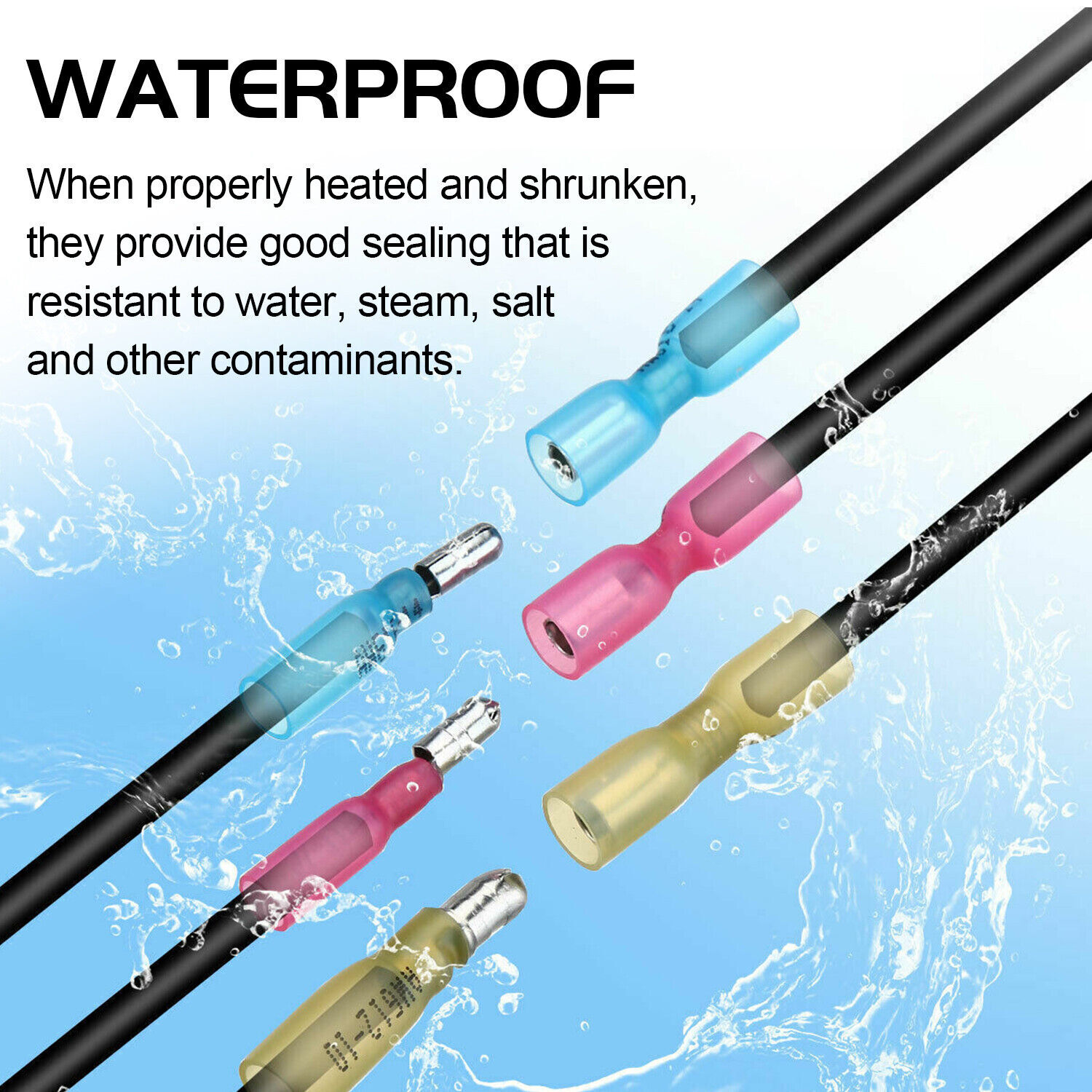 100-200X Heat Shrink Bullet Wire Connectors 22-10AWG Male Female Crimp Terminals