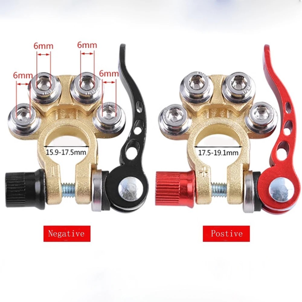 2PCS Car Battery Terminal Connectors Quick Release Positive & Negative Clamps