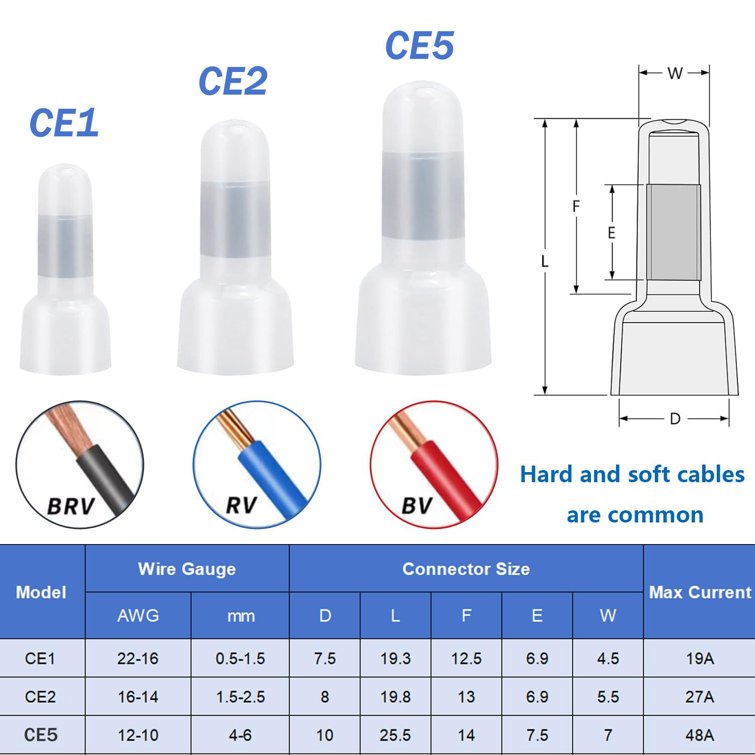 300/700Pcs Copper Core Closed End Nylon Crimp Caps Terminals Kit Wire Connectors