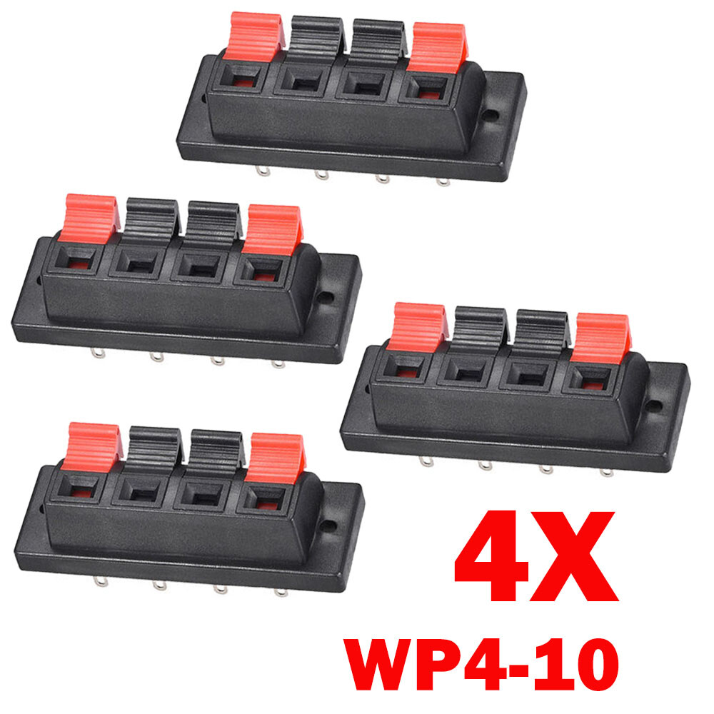 4pc 4 Way Spring Speaker Push Release Connector Cable Terminals Strip Block HOT