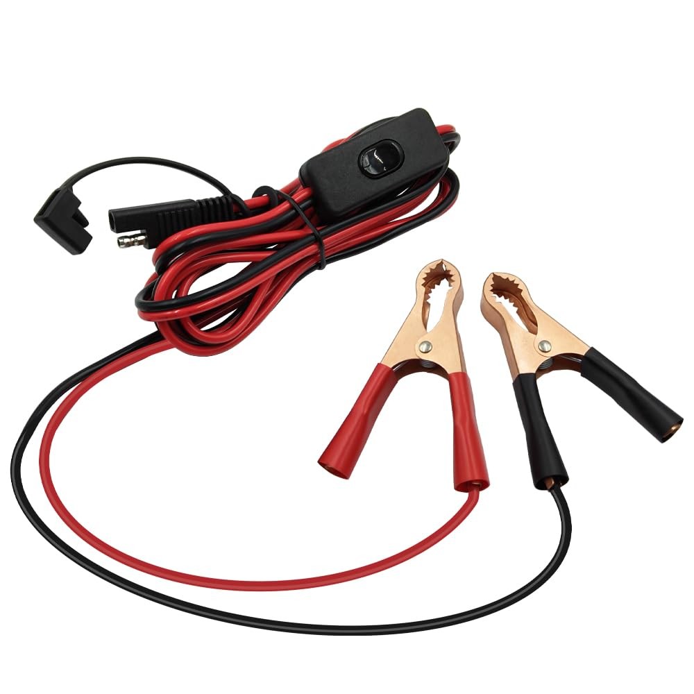 8.2FT/2.5M SAE to Alligator Clips Wire Harness with 12V Switch 16AWG 2Pin SAE…