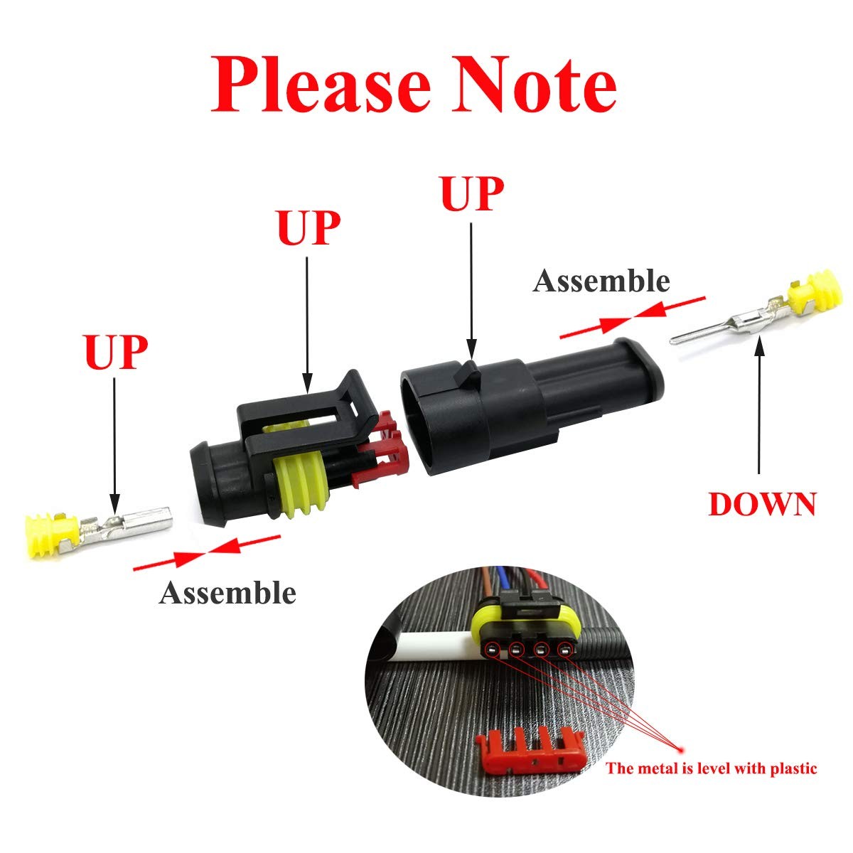 YETOR 3 pin connector kit, 10 Kit Car Auto Electrical 3Pin connector–10kit