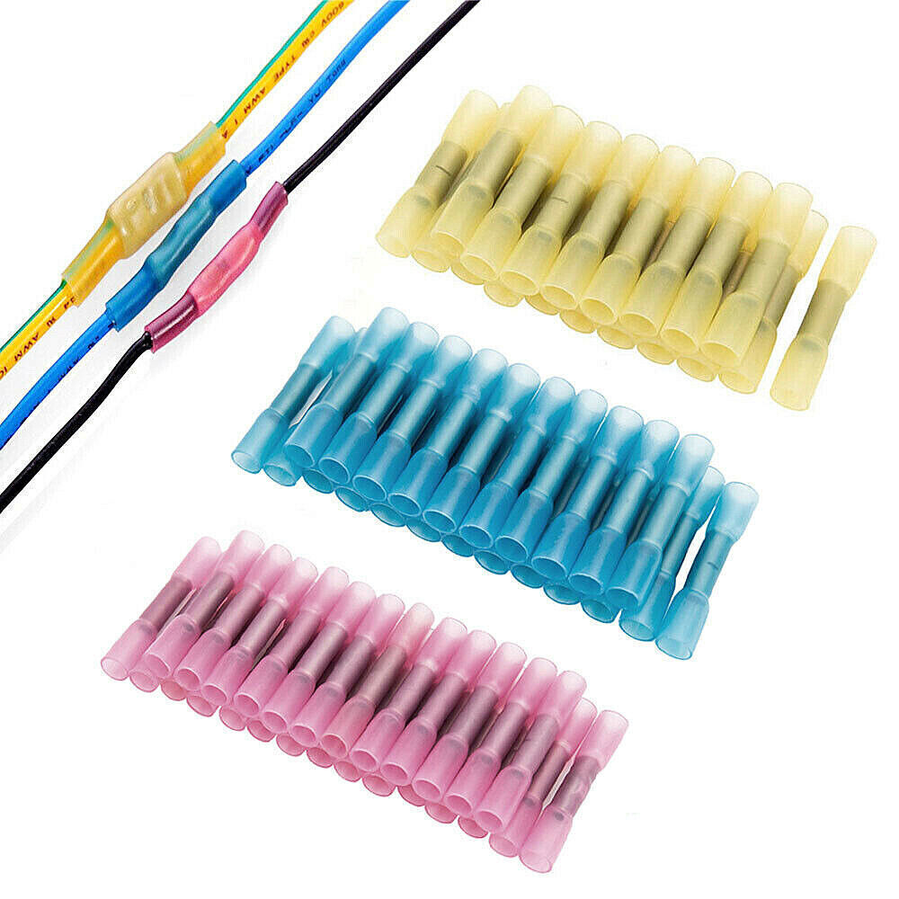 50-200PCS Waterproof Heat Shrink Butt Wire Splice Crimp Connectors Terminals Kit