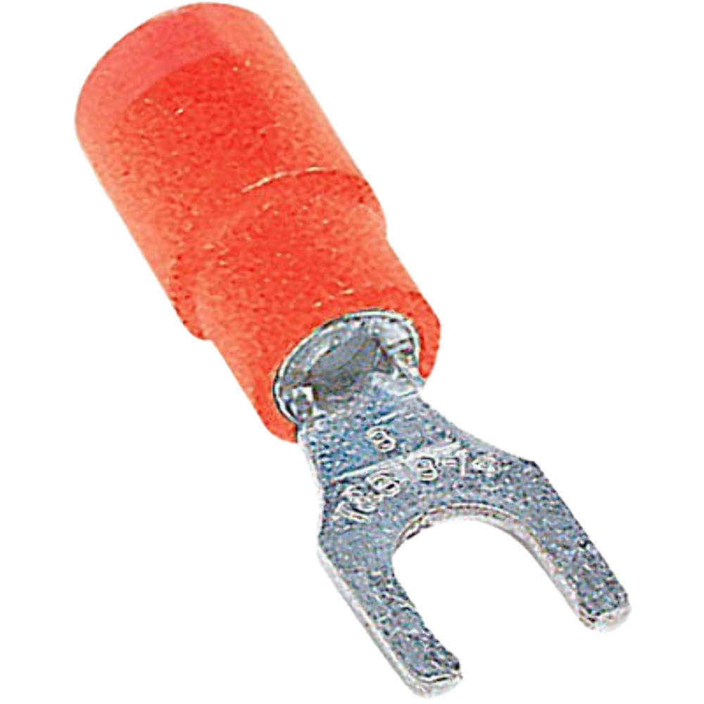 18RA-8FLX Locking Fork Terminal,Bolt Hole #8,22-18 AWG,Red,Copper,Tin Plated