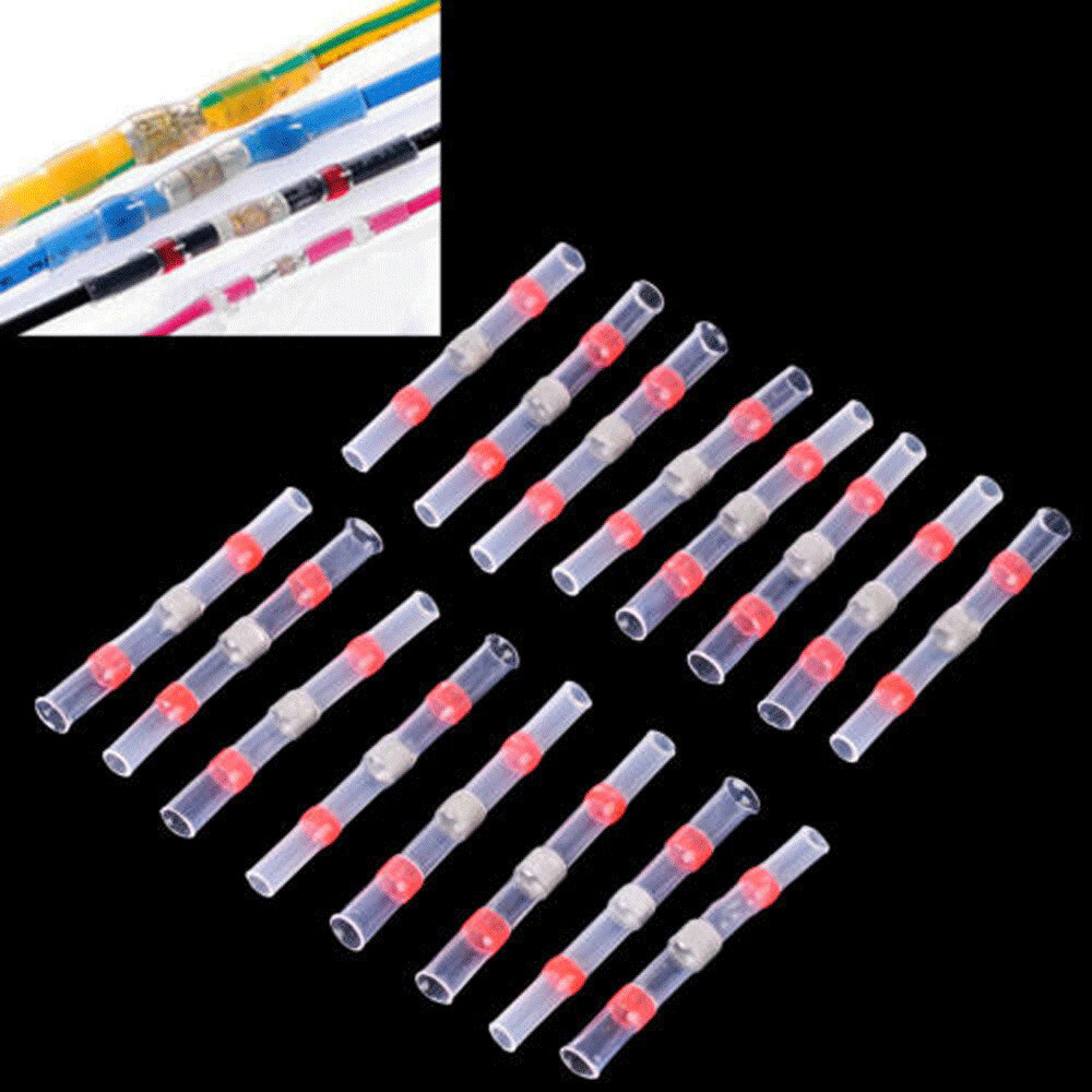 100pcs BUTT CONNECTOR Heat Shrink Solder Seal Sleeve Waterproof 26-10 AWG Wire