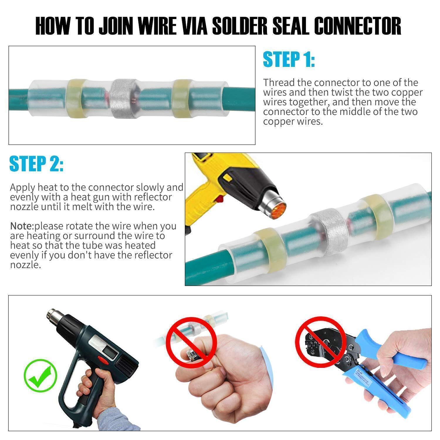 Waterproof Solder Seal Sleeve Heat Shrink Butt Wire Connectors Terminals 50/150X