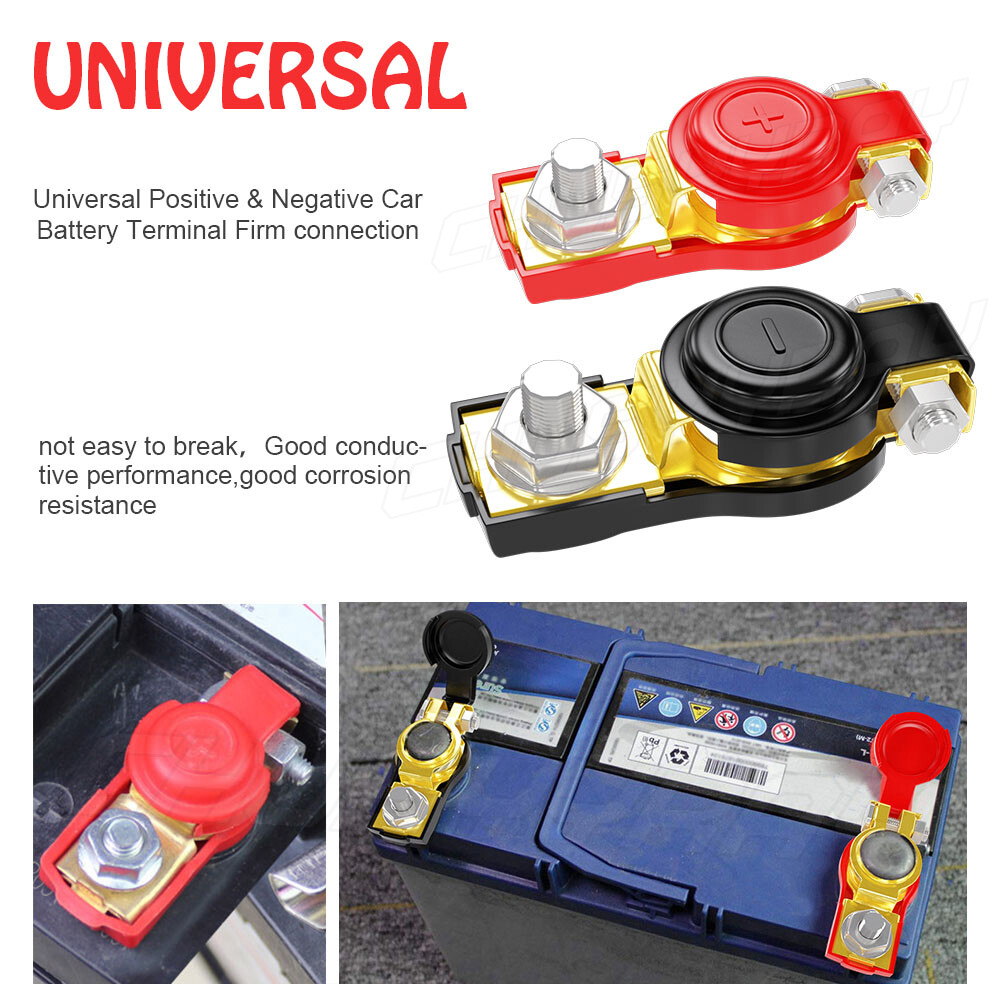 NEW Car Battery Terminal Connectors Clamp 2x Wire Lugs Cable Ends Copper Eyelet
