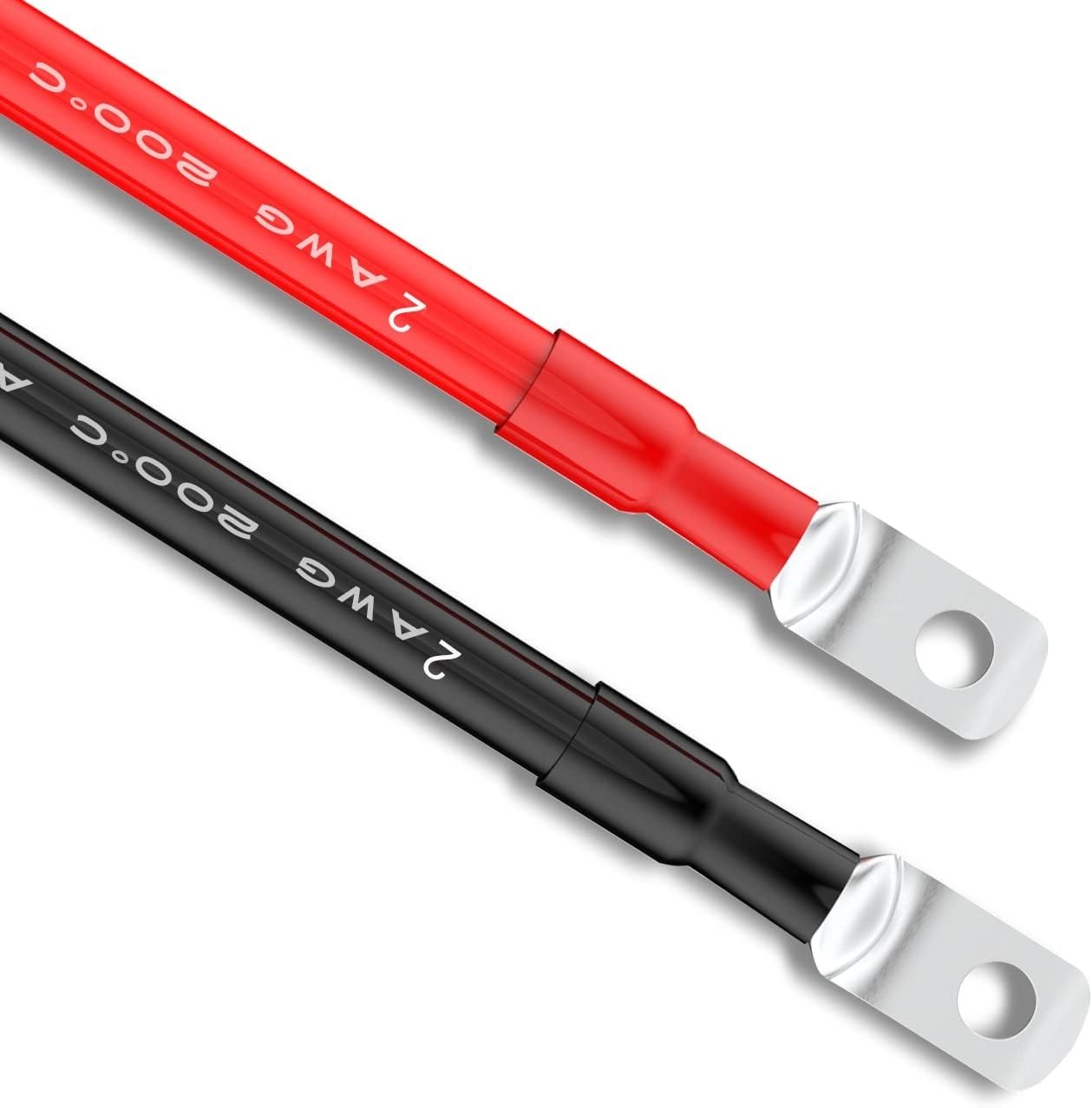 2 AWG Gauge Red + Black 1ft Parallel Battery Power Inverter Cables for Solar,…