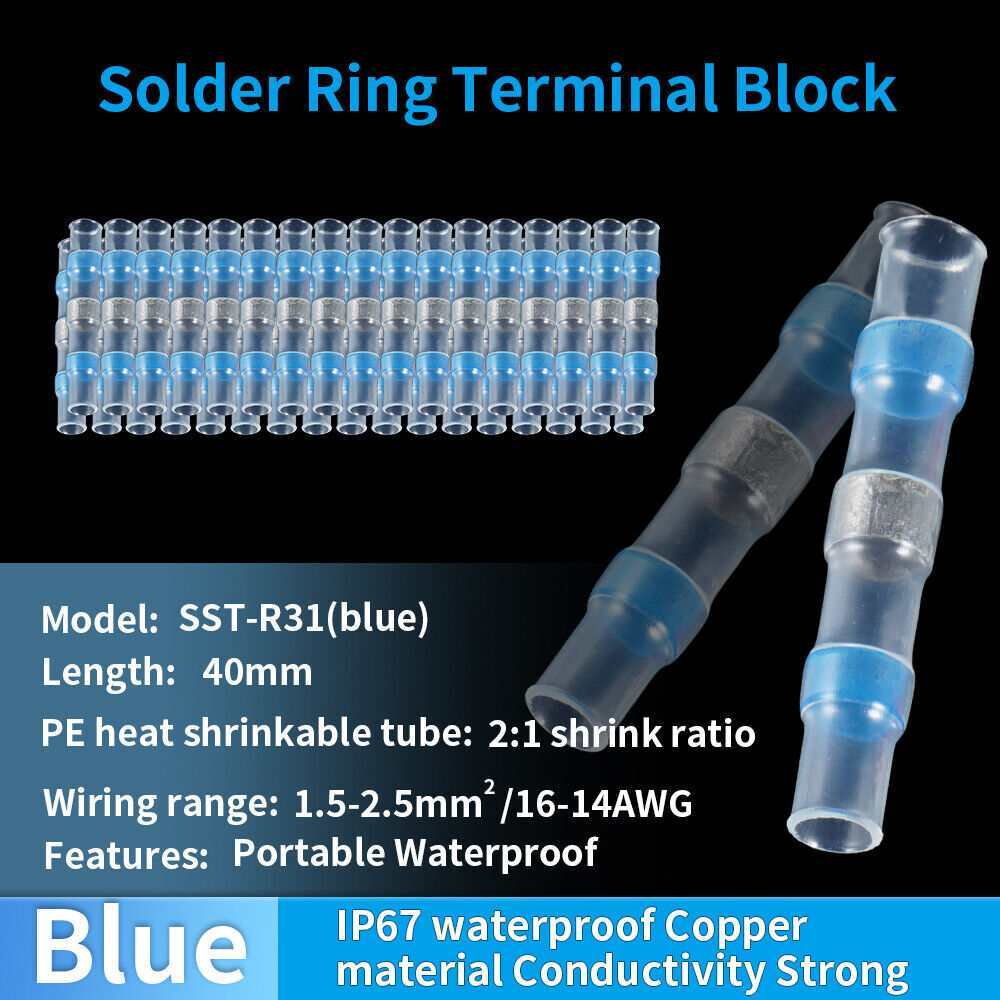 340PCS Waterproof Heat Shrink Solder Seal Sleeve Butt Terminals Wire Connectors
