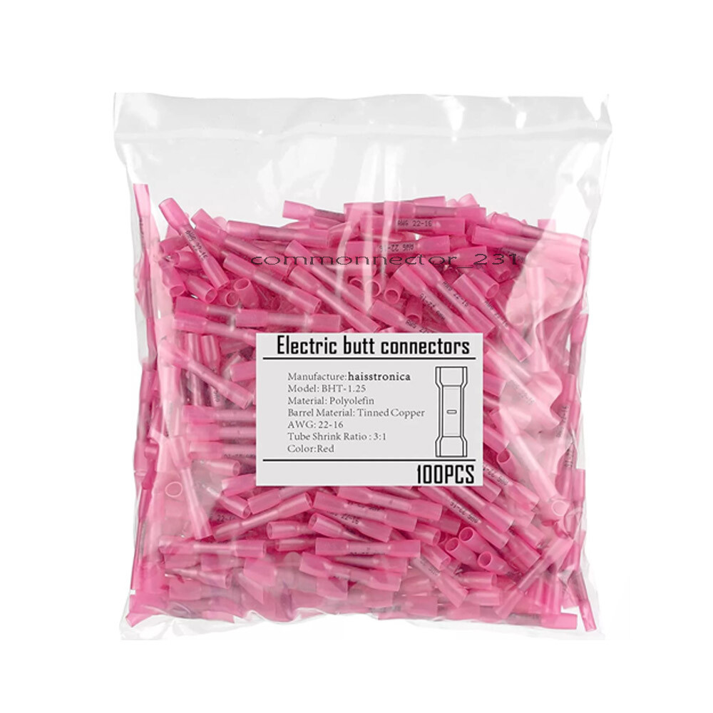 Heat Shrink Butt Splice Wire Connector Insulated Waterproof Crimp Terminals set