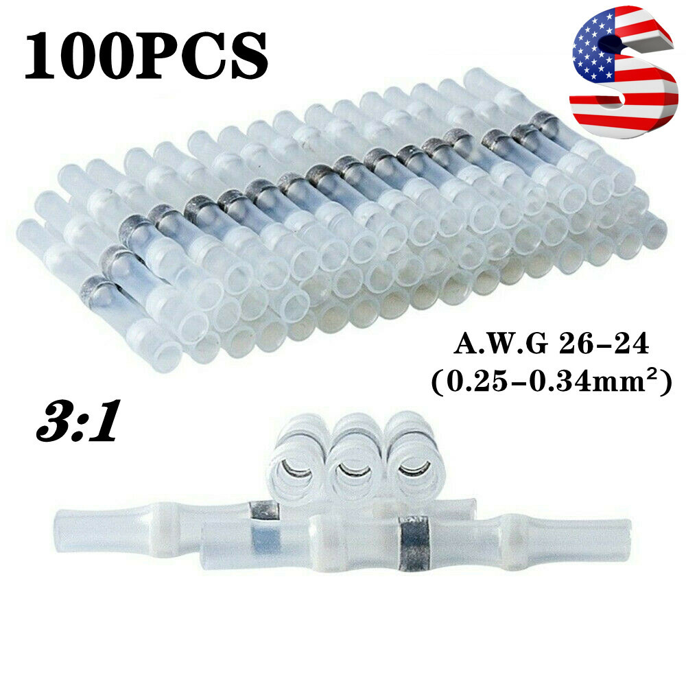 Car Waterproof Heat Shrink Tube Butt Terminal Solder Seal Sleeve Wire Connectors