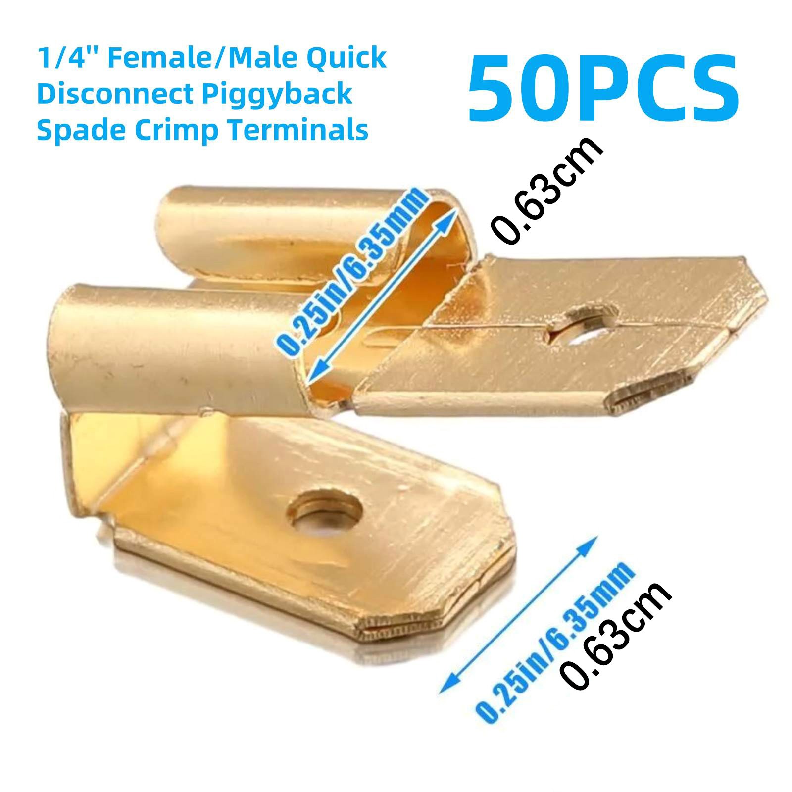 50pcs Piggyback Spade Connectors 3 Way Adapter Dual Male to Single Female