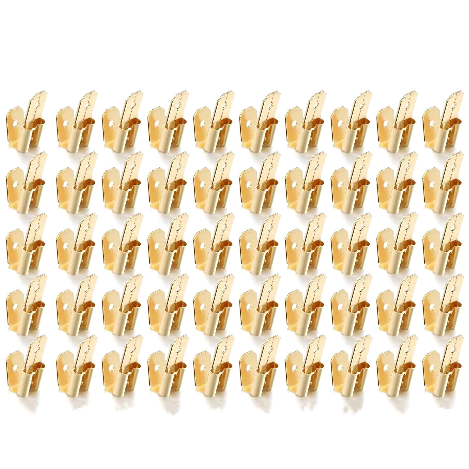 50PCS Dual Male to Single Female Brass Piggyback Spade Connectors Adapter