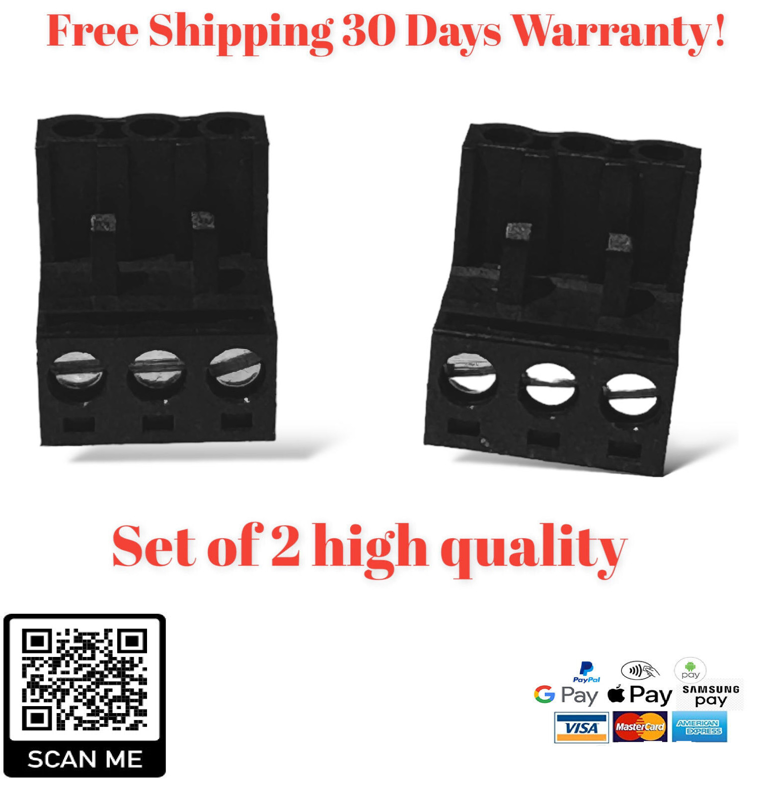 3-Pin Power Ground Plug Power Acoustik,Audiotek,Black Diamond,X6 ,SKAR Equalizer