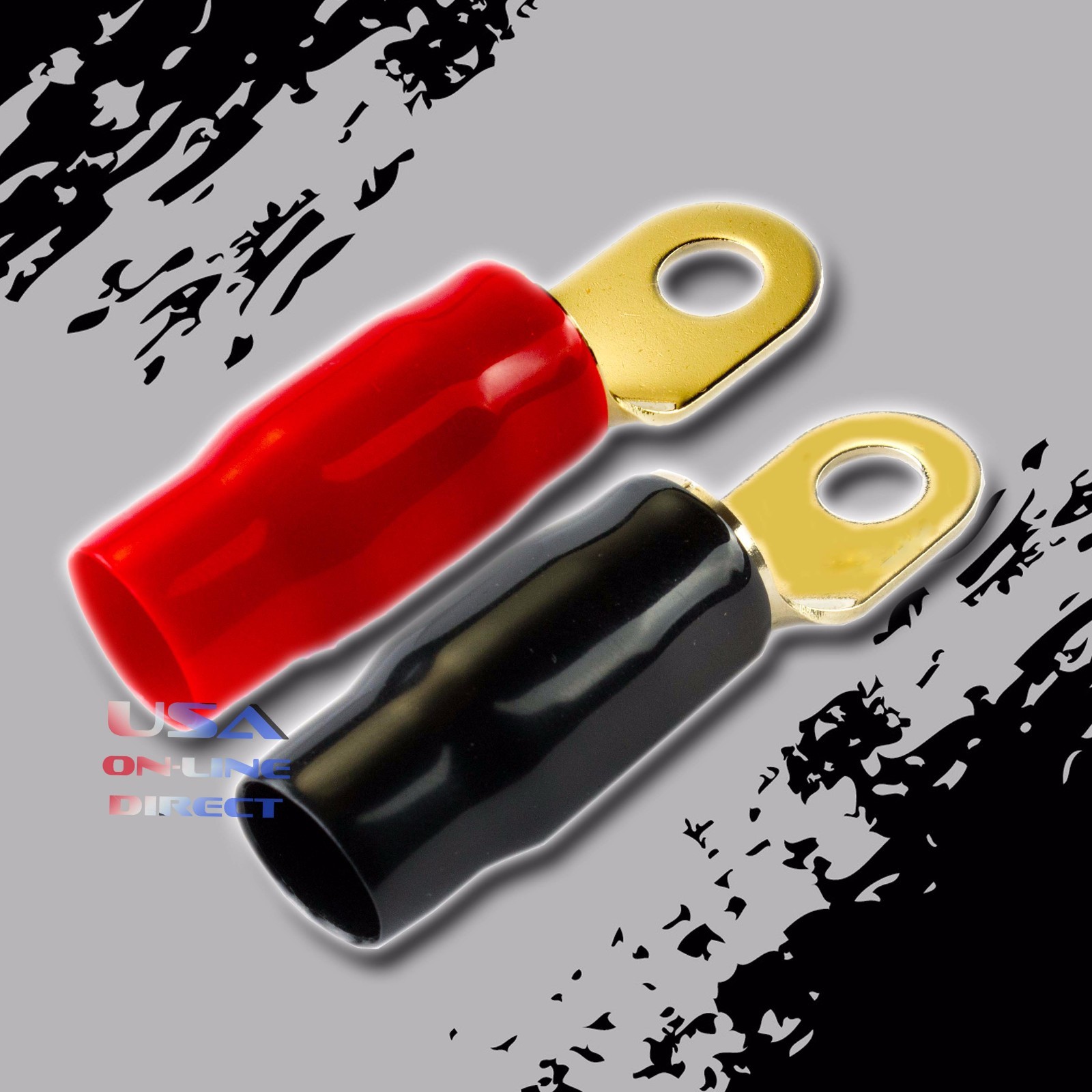 0 Gauge GOLD Ring Terminals 40 Pack AWG Wire Crimp RED BLACK 5/16″ Hole Contact