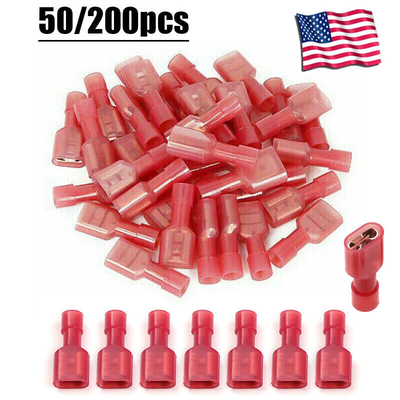 AWG22-16 Gauge Nylon Insulated Spade Connector Wire Crimp Female Terminals Red