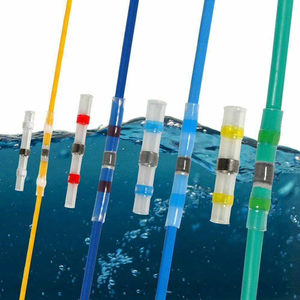 500PCS Solder Seal Sleeve Heat Shrink Butt Wire Connectors Terminals MIX 22-10GA