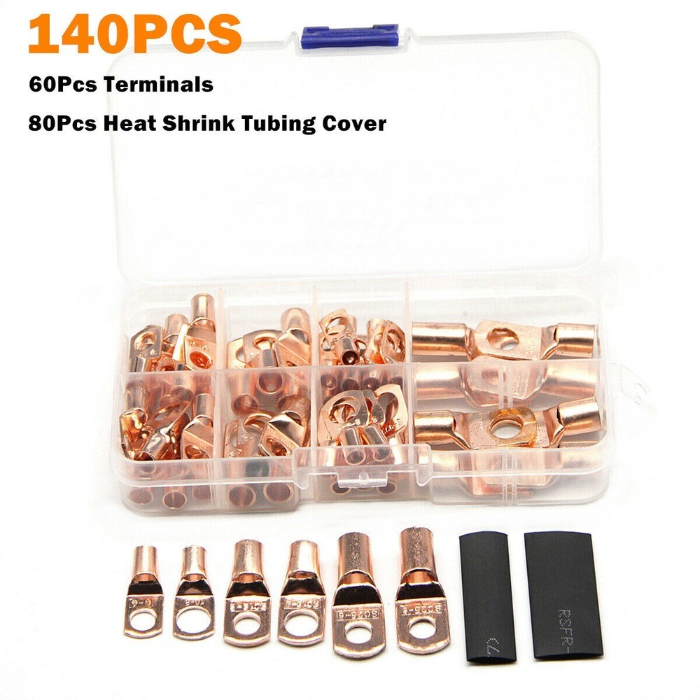 280PCS Copper Wire Ring Terminal Lug SC Battery Welding Bare Connectors Set Kits
