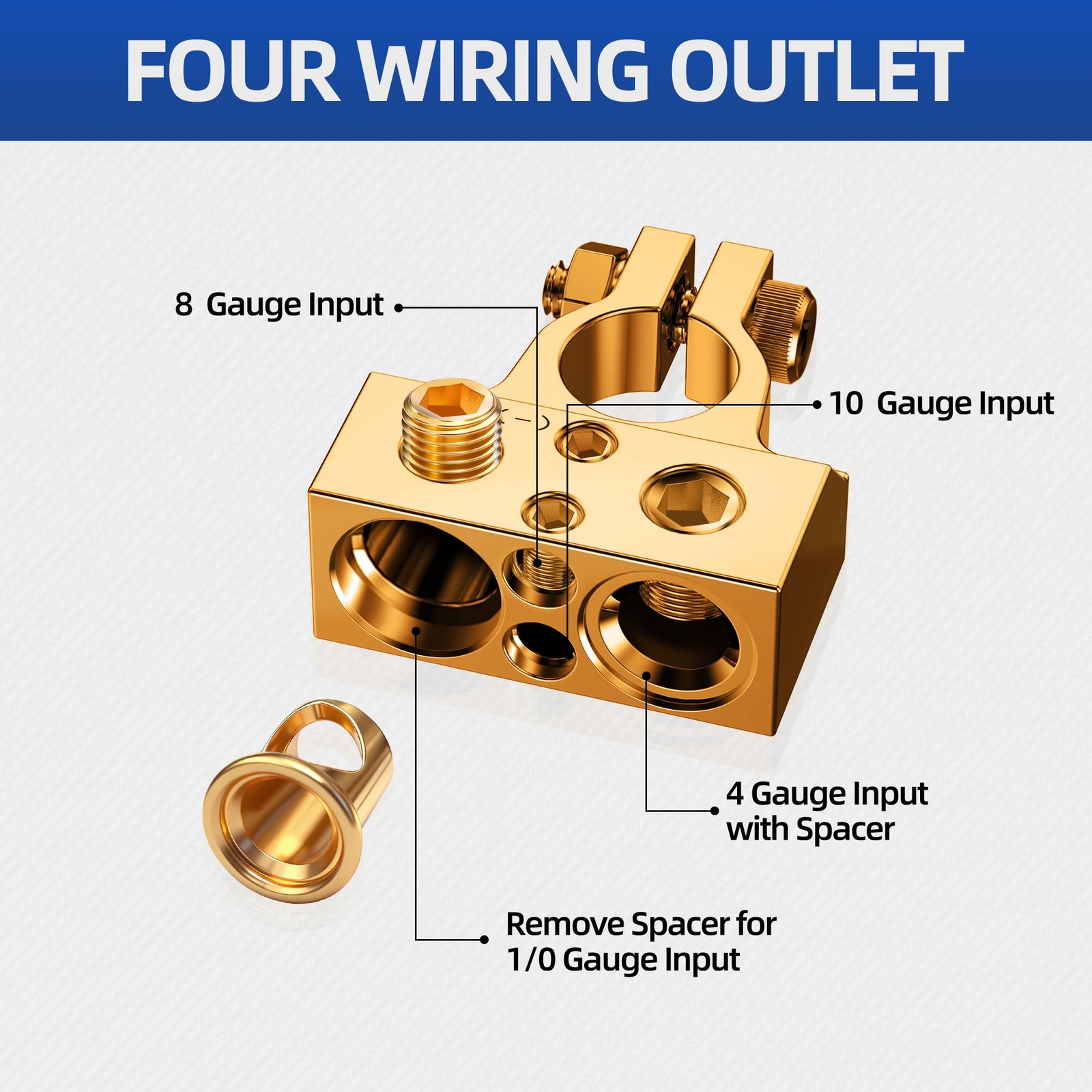 Heavy Duty Battery Terminal Connectors for 010 AWG Car & Marine Use