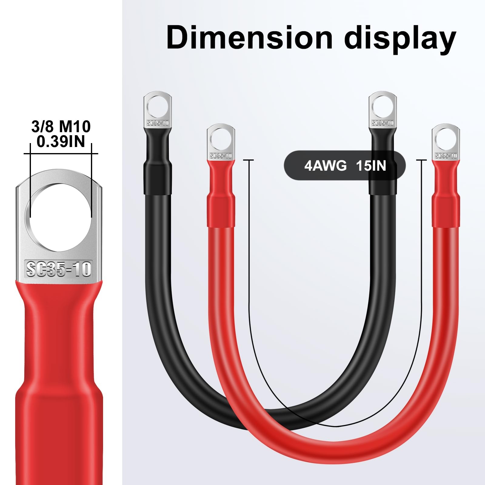 Zrigiwr 4AWG 15-Inch Battery Cables Set, (1 Positive & 1 15Inches