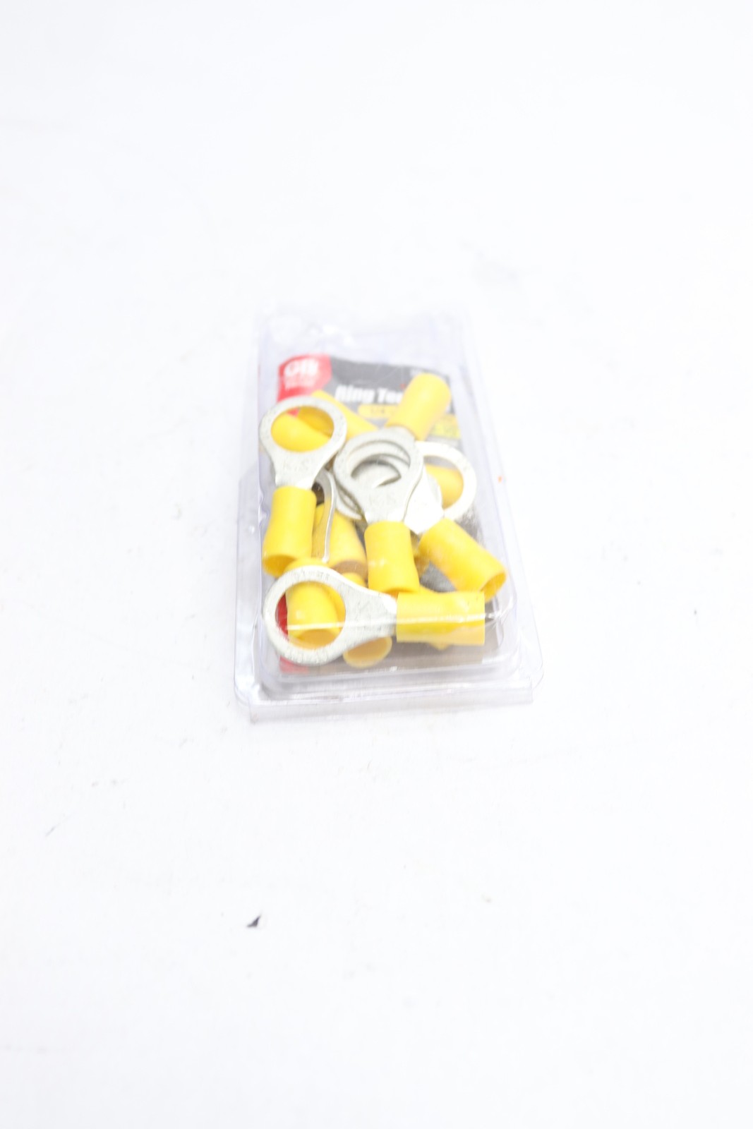 (13-Pk) Barrel Ring Terminal Yellow Vinyl-insulated 12-10 AWG 1/4″-3/8″ Stud