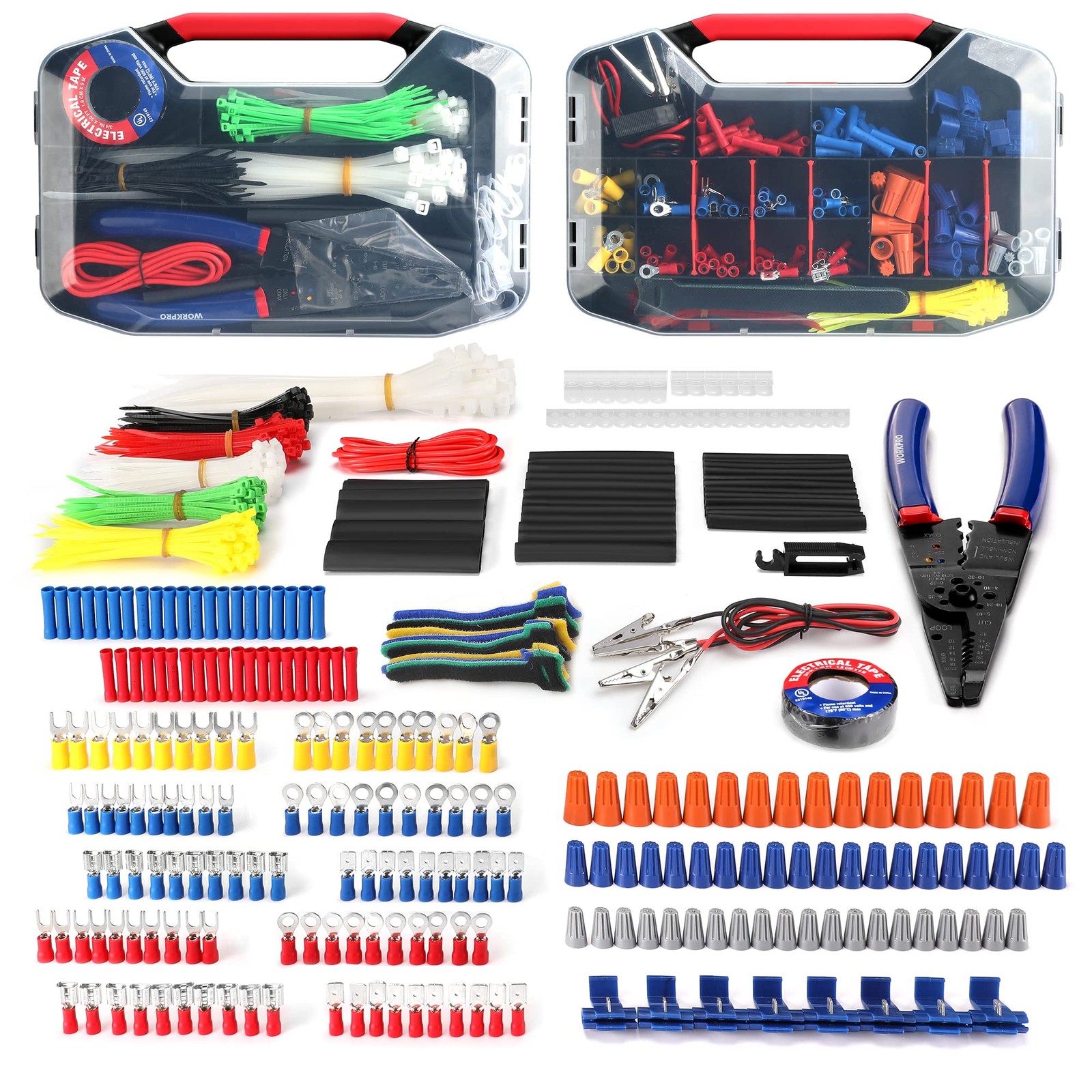 582PCS Crimp Terminals Wire Connectors Kit with Heat Shrink Tubes & Wire Strippe