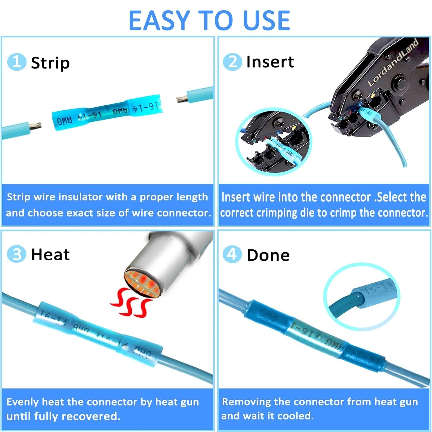Professional Heat Shrink Wire Connectors – 50 Pcs for Marine & Automotive Use