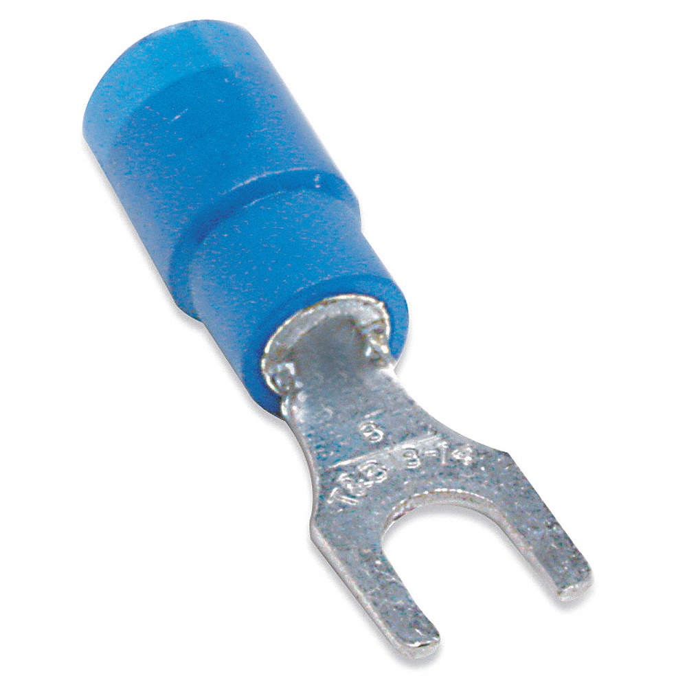 STA-KON 14RB-6F Fork Terminal,Tin,Copper,Blue,PK100 4RGY2
