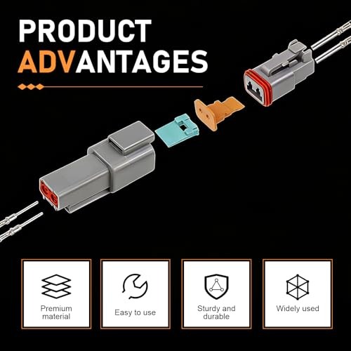 102PCS 2 Pin Deutsch Connector Kit, 12 Sets DT04-2P DT06-2S Waterproof