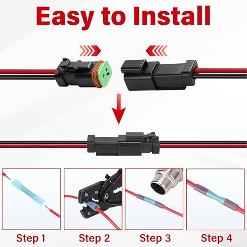 Deutsch DT 2 Pin Wiring Harness Connector 6 Kits, Deutsch 2Pin 6 Sets-Black