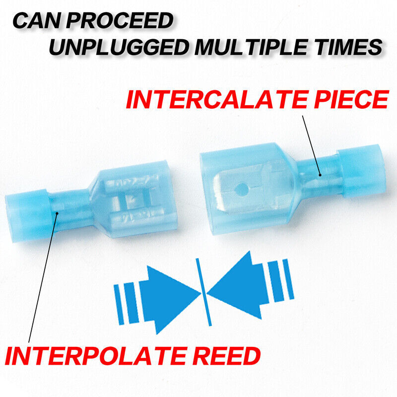 200/100PCS Nylon Insulated Wire Spade Terminals Cable Crimp Connectors 22-10 AWG